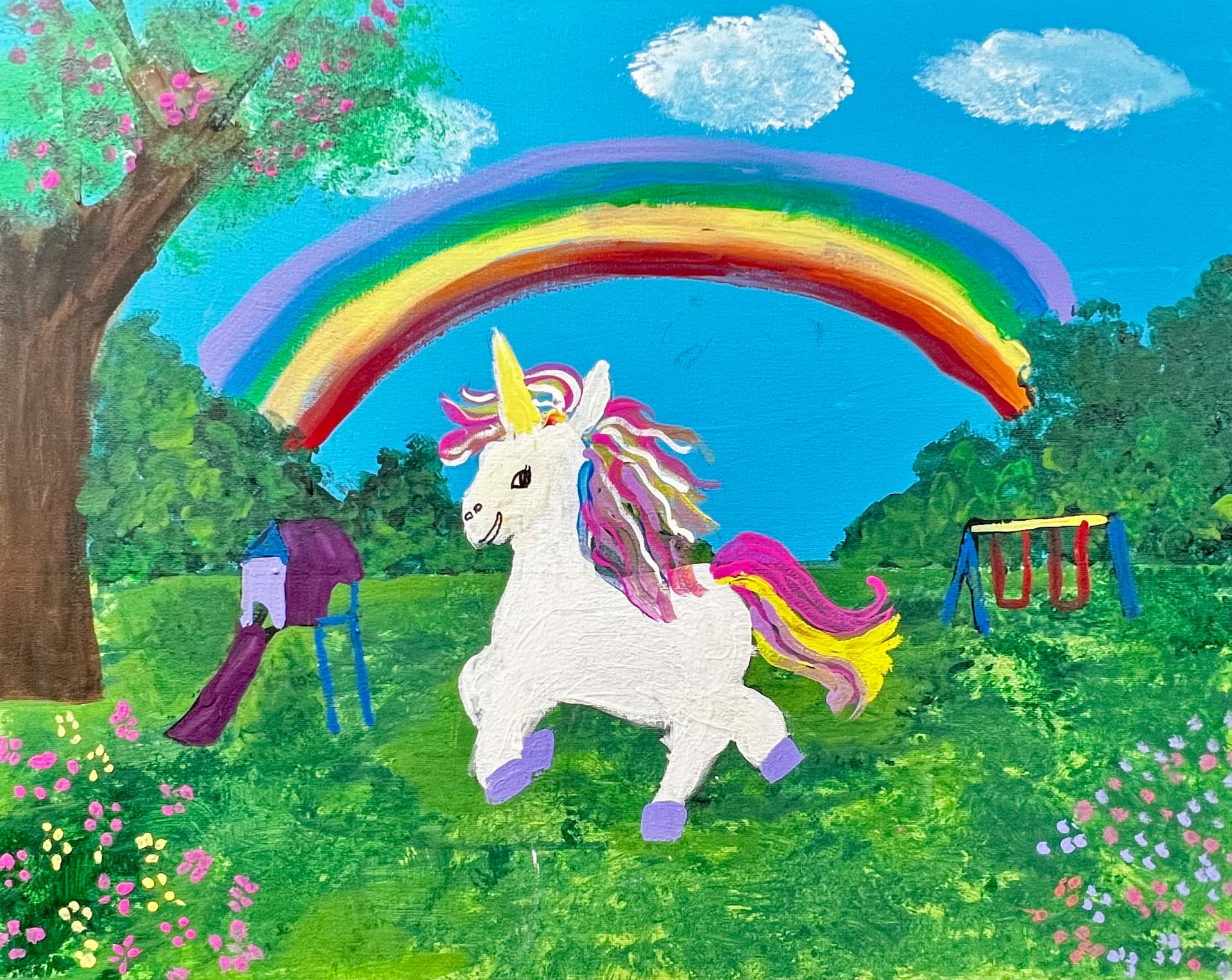 The Rainbow Unicorn, painting by a student