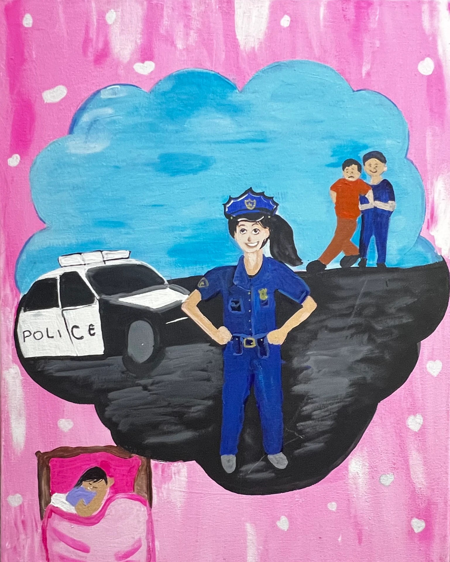 My Dream of Becoming a Police Officer, painting by a student, age 5