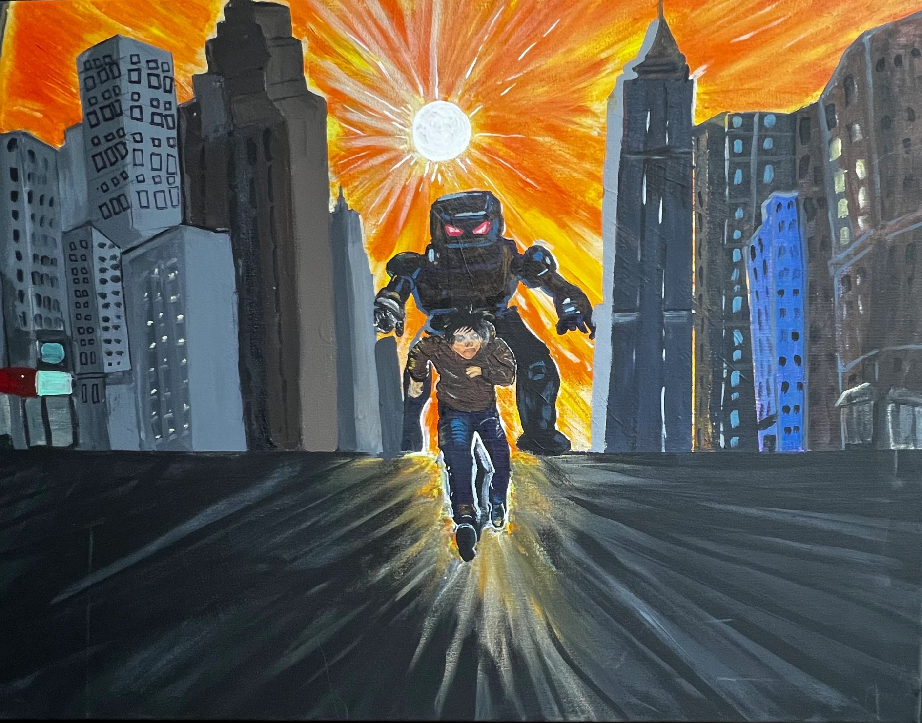 Running Through My Nightmare, painting by a student, age 11
