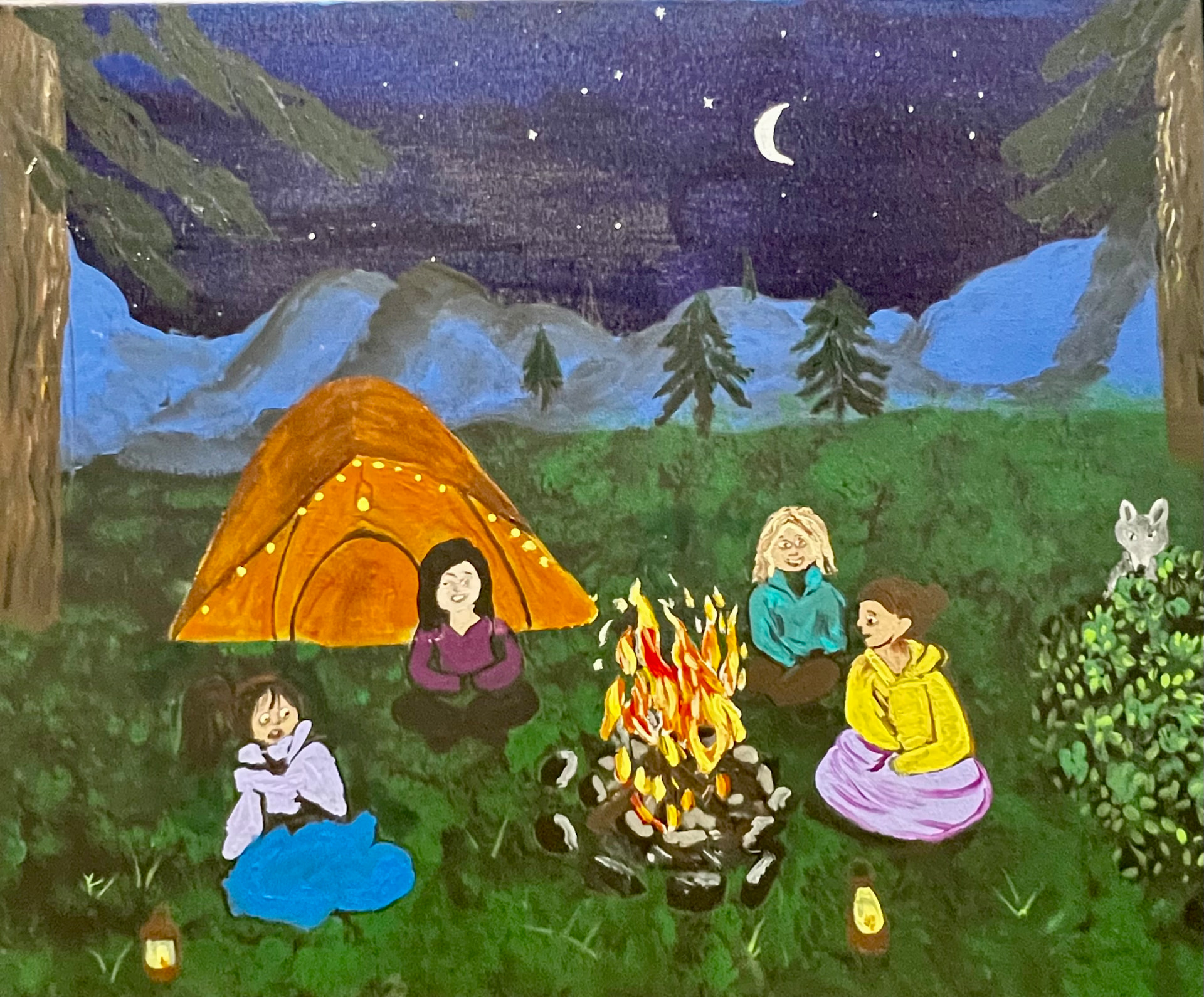 Campfire Under the Stars, painting by a student